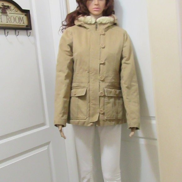 Beige Tan Coat Roxy size Medium - Hood - Picture 14 of 14
